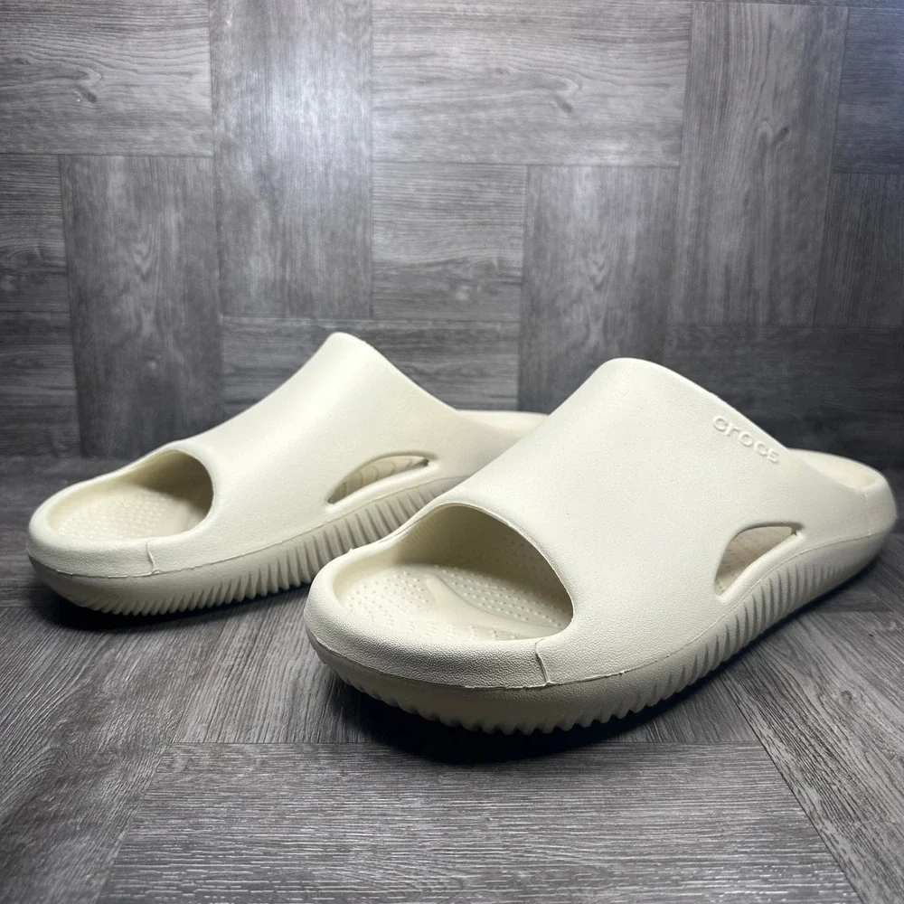 Crocs Mellow Recovery Slide Mens 13 Bone Off-White Comfort Foam NEW